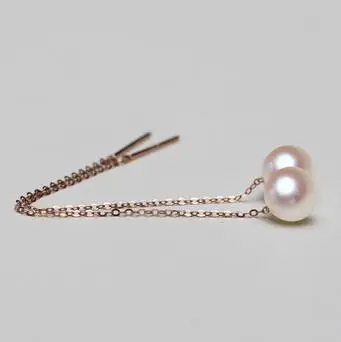 18k AU750 5-6-7MM AAA Natural freshwater pearl earrings  jewelry