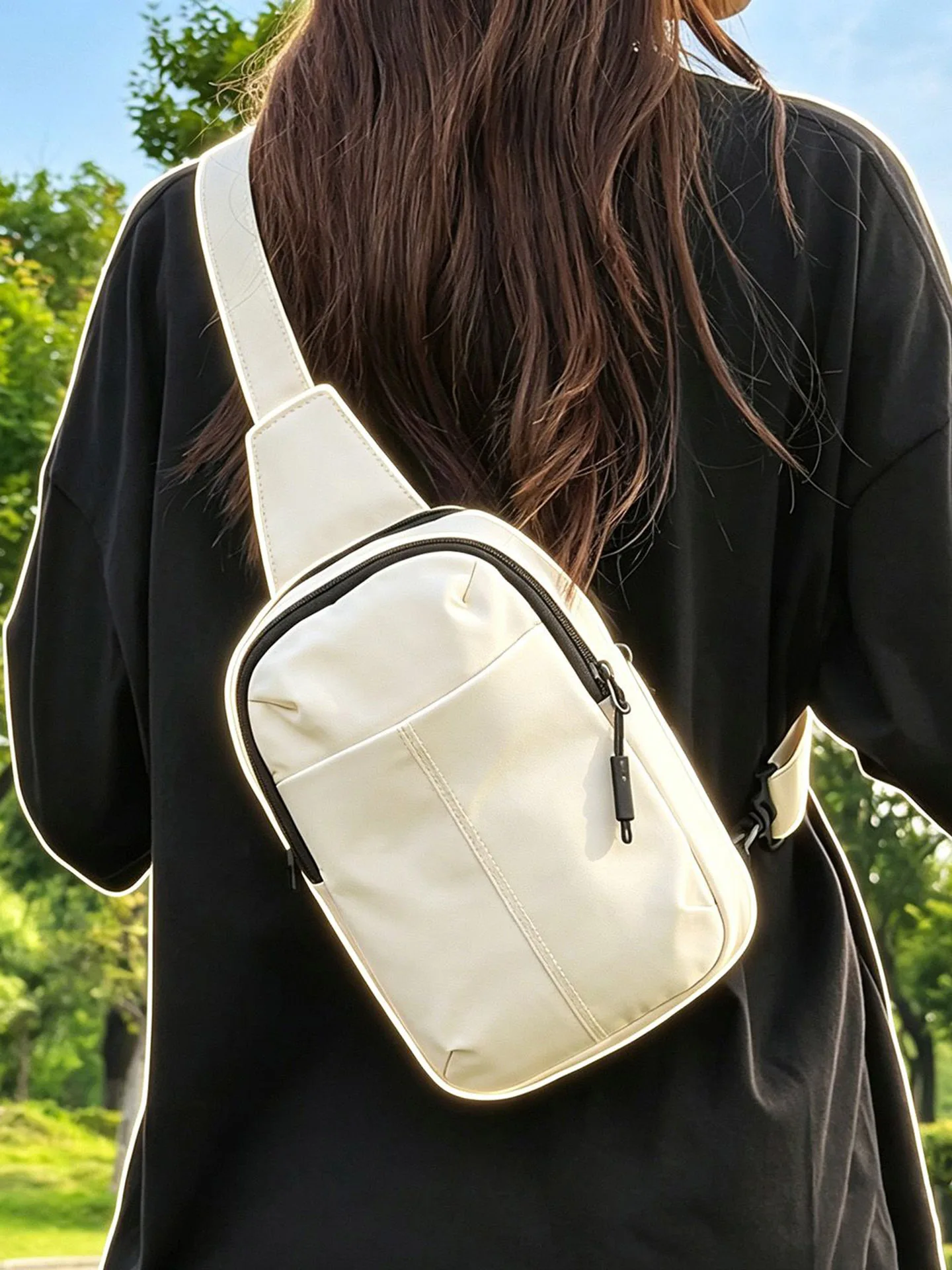 outdoor-chest-bag-women's-multi-functional-casual-style-bicycle-riding-mobile-phone-bag-soft-nylon-fabric-summer-new-model