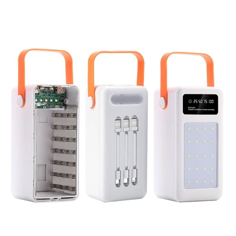 DIY 35-Slot 18650 Battery Power Bank Housing Case Only(no battery) with LED Flashlight Function for Outdoor Adventures