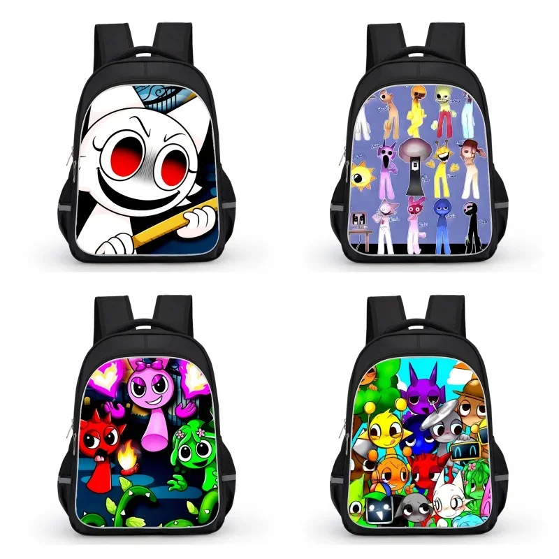 

16-inch School Bags with Double Zipper Pocket,Cartoon Sprunki Bags for Boys Girls,Durable Kids Bag for Pupil Students
