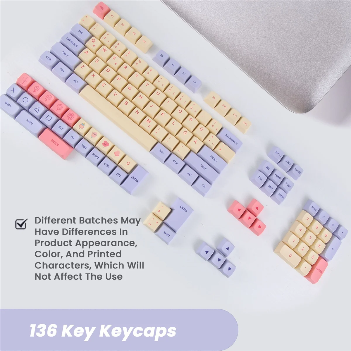 German Keycaps 136 Keys XDA Height Keycaps for 61/64/68/75/82/84/87/96/98/100/104/108 Mechanical Keyboard