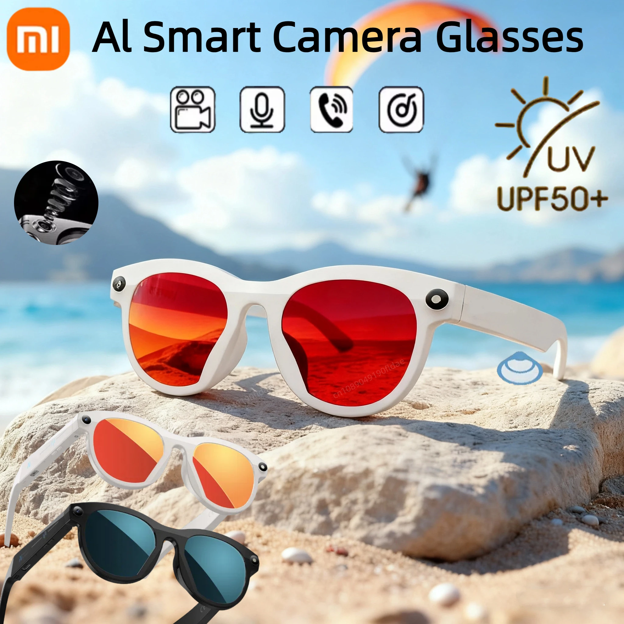 Xiaomi AI النظارات الذكية HD كاميرا الدردشة GPT بلوتوث دعوة صوت مساعد التحكم الملاحة مقاوم للماء نظارات رياضية ذكية جديدة