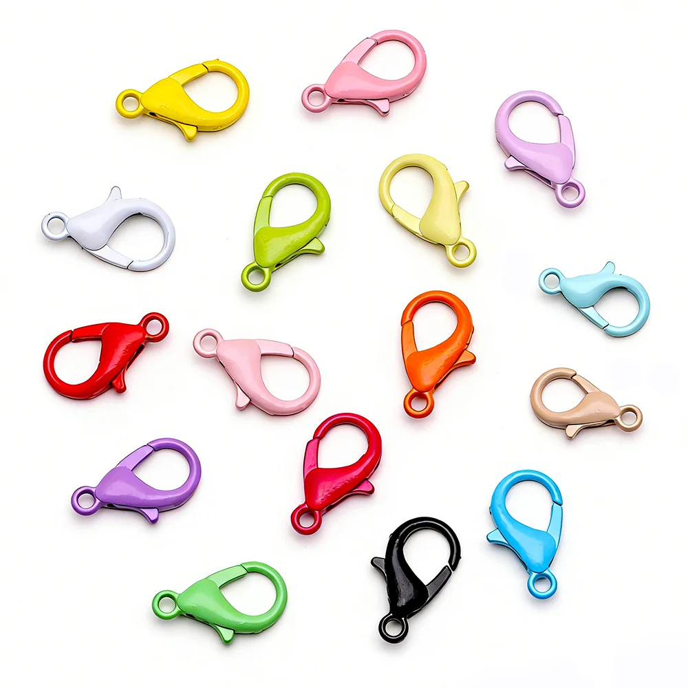 

30/50/100pcs 12/14mm Colorful Lobster Claw Clasps Clips Hooks For DIY Jewelry Bracelet Necklace Keychain Making Accessories