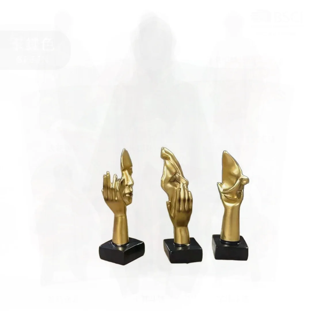 European-Style Resin Crafts Ornaments Abstract Character Sculpture for Office Living Room Decor Black Gold White Sandstone