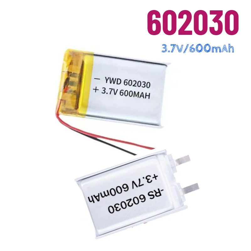 1-20pcs 602030 3.7V Rechargeable Lithium Polymer Battery 600mAh for Smart Bracelet Voice Recorder GPS Tablet PC Webcam