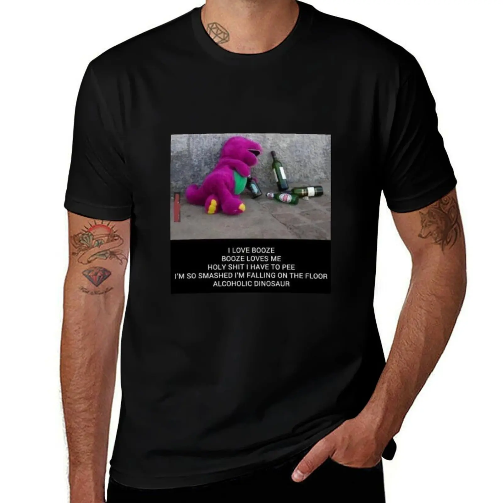 

Alcoholic Dinosaur T-Shirt summer top football t shirt boys animal print valentines clothes men clothes