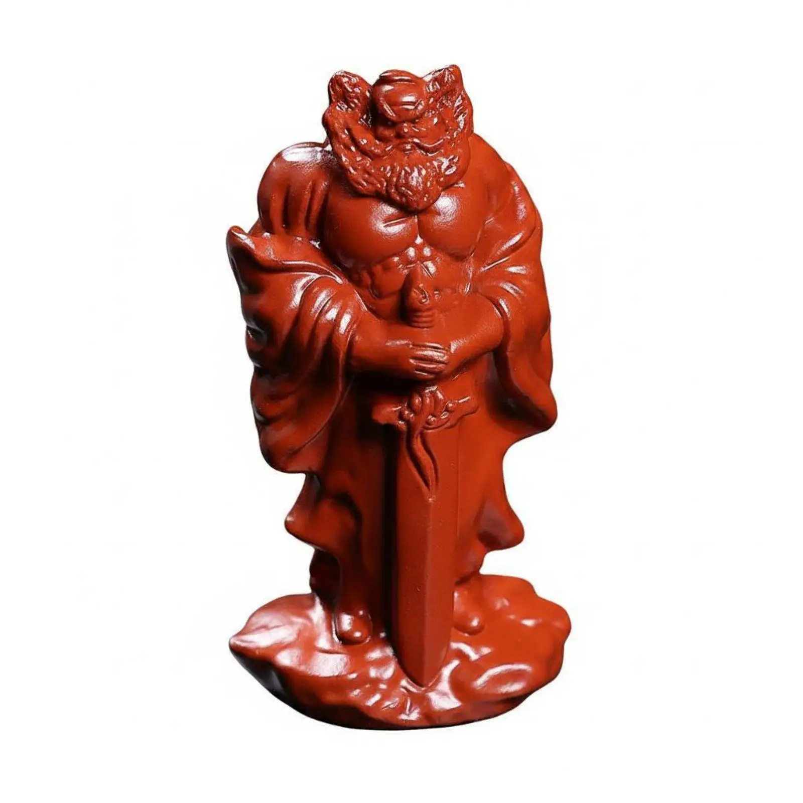 Handcrafted statuette in red clay, patinated, depicting a judge