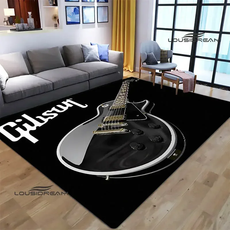 Gibson guitar logo printed carpet living room bedroom carpet non-slip doormat art decoration carpet play mats birthday gift