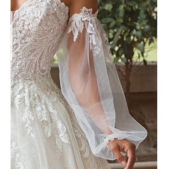 Spitzenapplikationen, Tüll, abnehmbare Ärmel, abnehmbare Braut-Puffärmel für Kleider, Hochzeit, individuell gestaltet