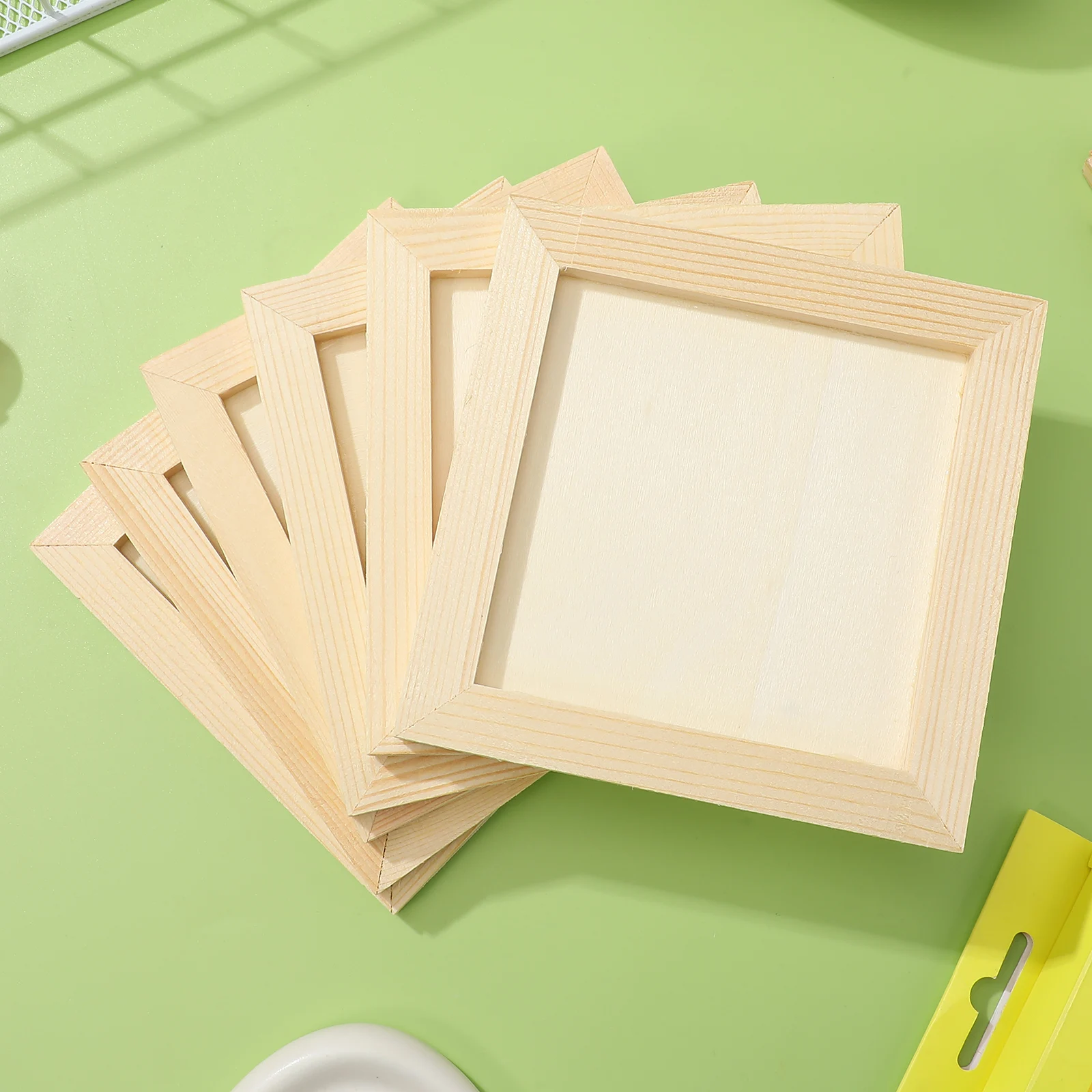 

6Pcs DIY Wood Photo Frames Blank Picture Holders Creative Kids Clay Craft Home Decorative Painting Supplies DIY Painting Frame