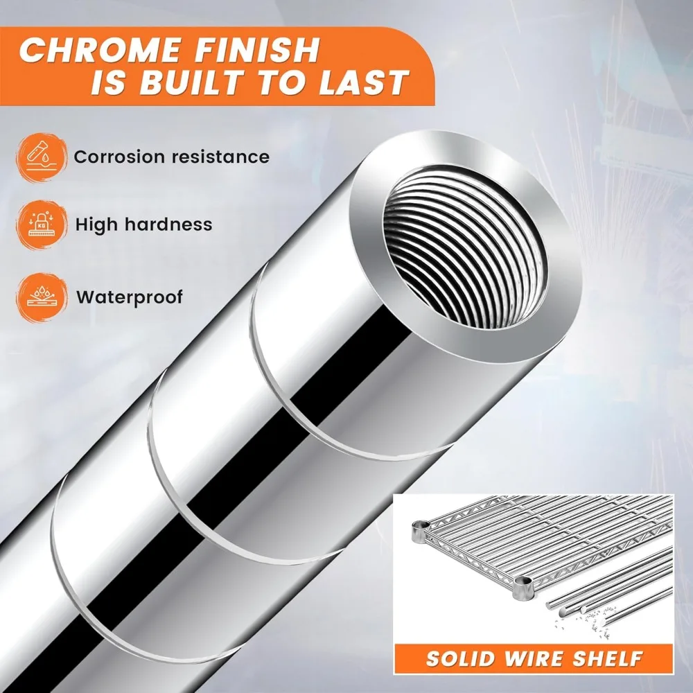 5 Tier Wire Shelving,Storage Shelves Metal Shelves for Storage Loads 1200LBS,Adjustable Garage Shelving Heavy Duty