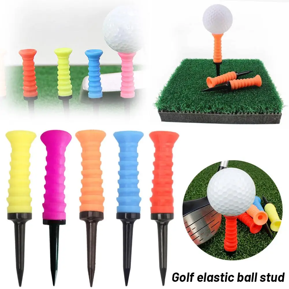 Golf Plastic Tee Limit Elastic Rubber Cushion Top Plastic Golf Tees Ball Sport Accessories Holder Training O6O0