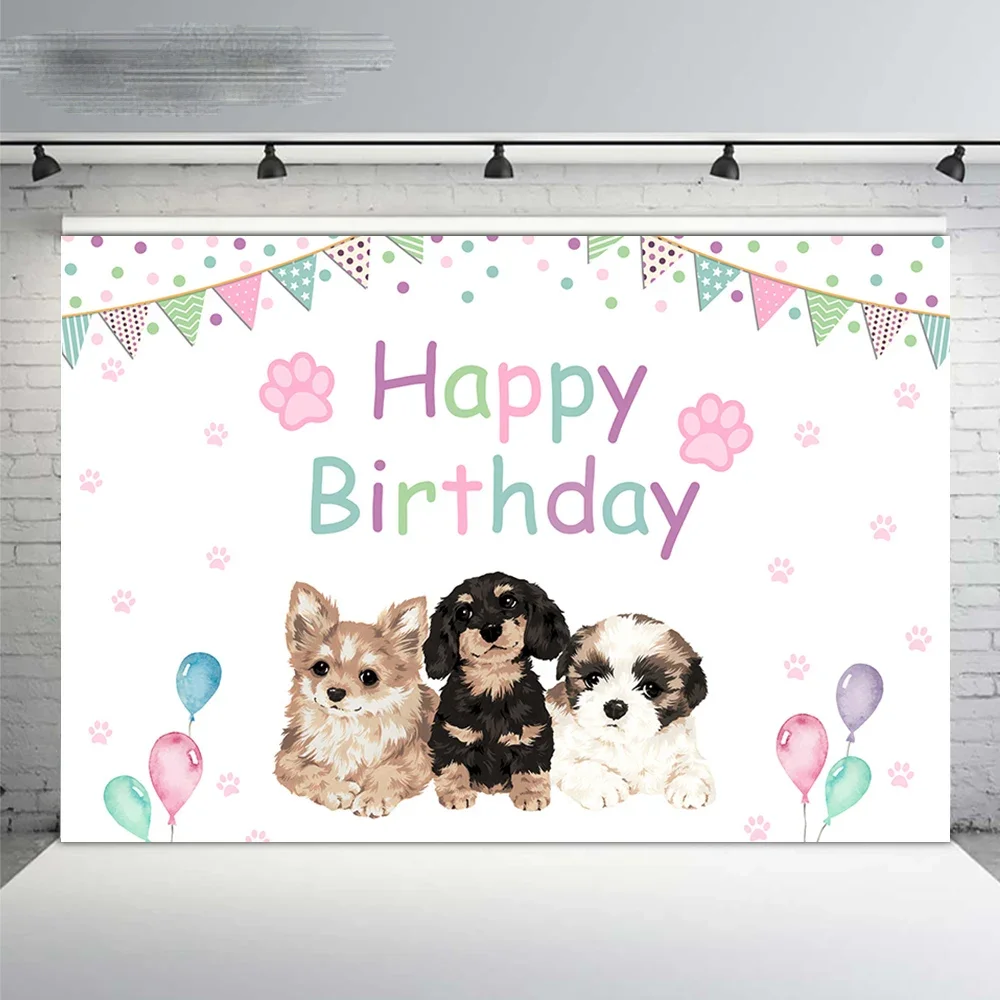 Let's Paw-ty para fiesta de cumpleaños, telón de fondo de vinilo personalizado sin costuras para estudio fotográfico, 6X6 pies, 180cm X 180cm