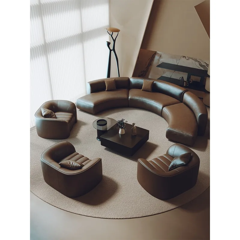 Semicircular curved special-shaped sofa, sitting area, reception and sales office, beauty salon lobby, hotel clubhouse