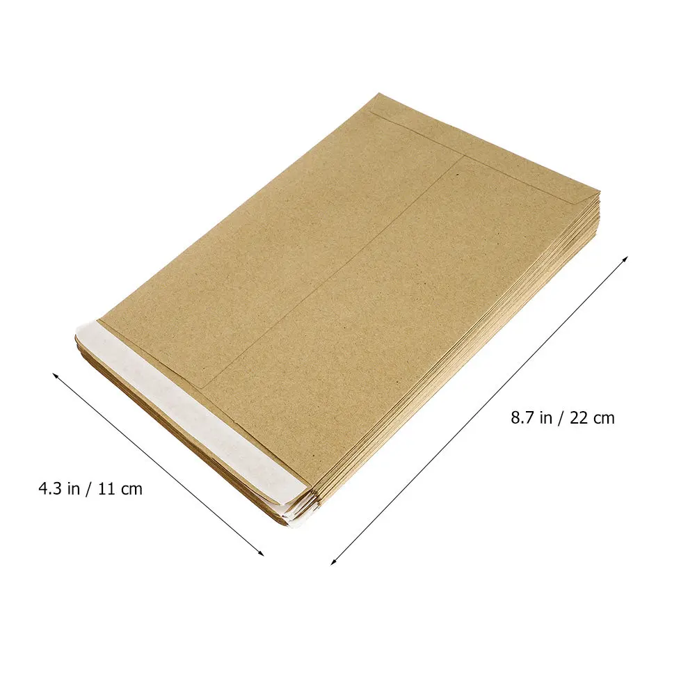 100Pcs Kraft Paper Envelopes Classic Size Thickened Vintage Interoffice Envelopes for Postcards Photos Books Direct Mail