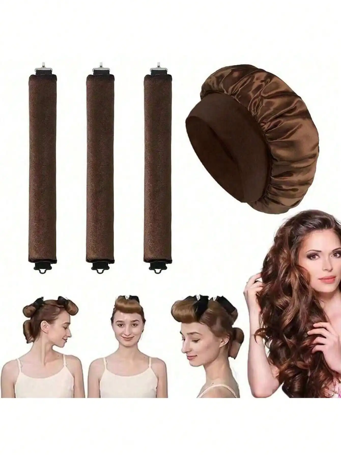 

4pcs Women Solid Casual Heatless Sleep Curler For Daily Life Y2k, School Stuff, Gifts, Hair Accessories, Rollers For Hair, Hair Styling Tools, Hair Bands, Head Accessories, Hair Claw Clip, Hair Tie