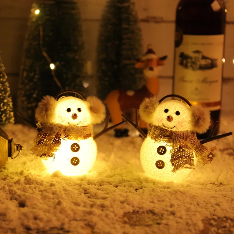 Bonhomme de neige lumineux LED Père Noël, ornements lumineux, beurre, vue sur la neige, décoration de Noël, fête de vacances, cadeaux pour enfants