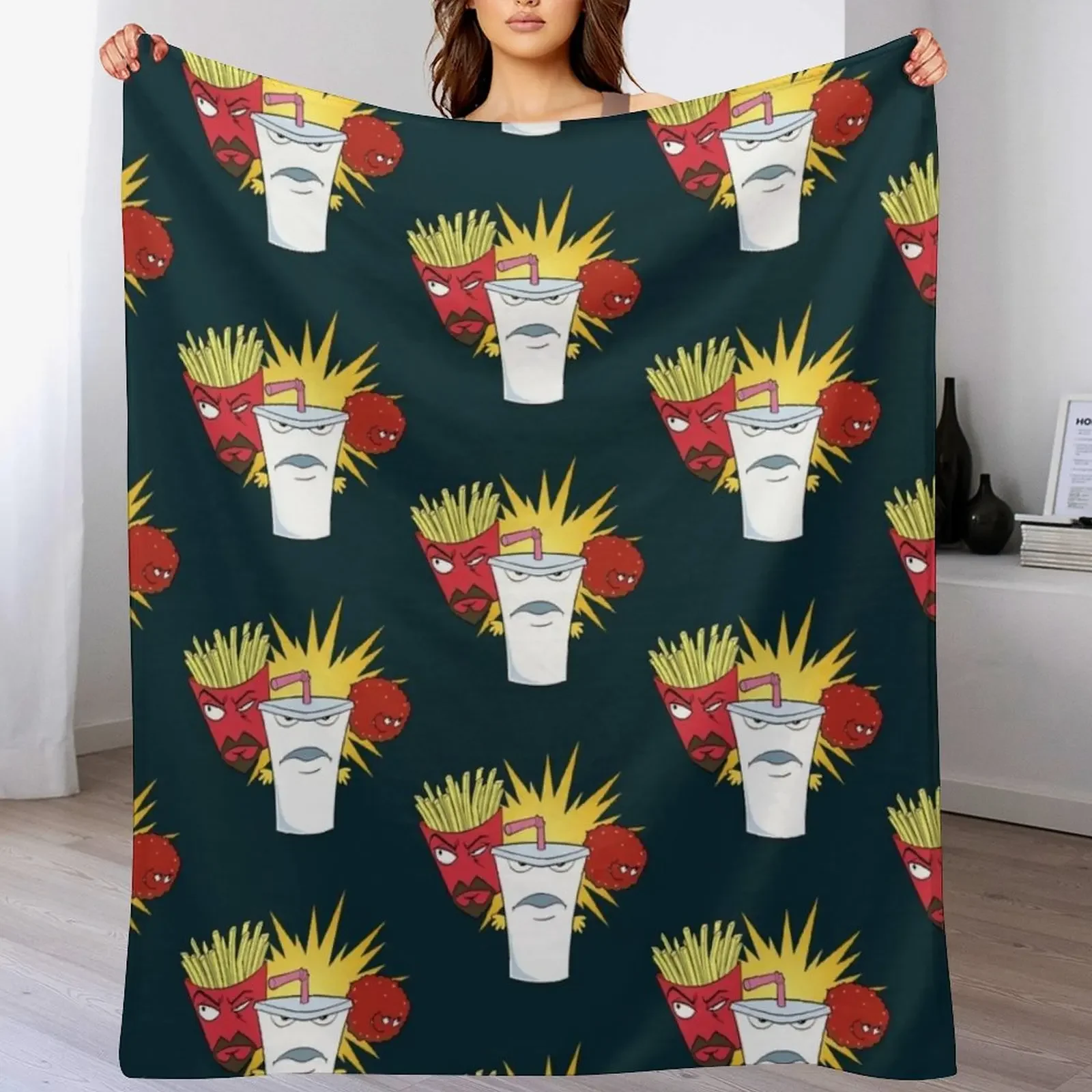 

Aqua Teen Hunger Force Throw Blanket manga Furry Cute Plaid For Baby Blankets