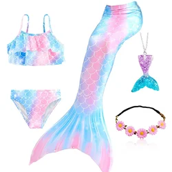 2024New Baby Girls Swimsuit 3pcs Mermaid Tails Swimwear for Kids Toddler Bikini Set Cartoon Infant Bathing Suit 3 4 6 8 10 Years
