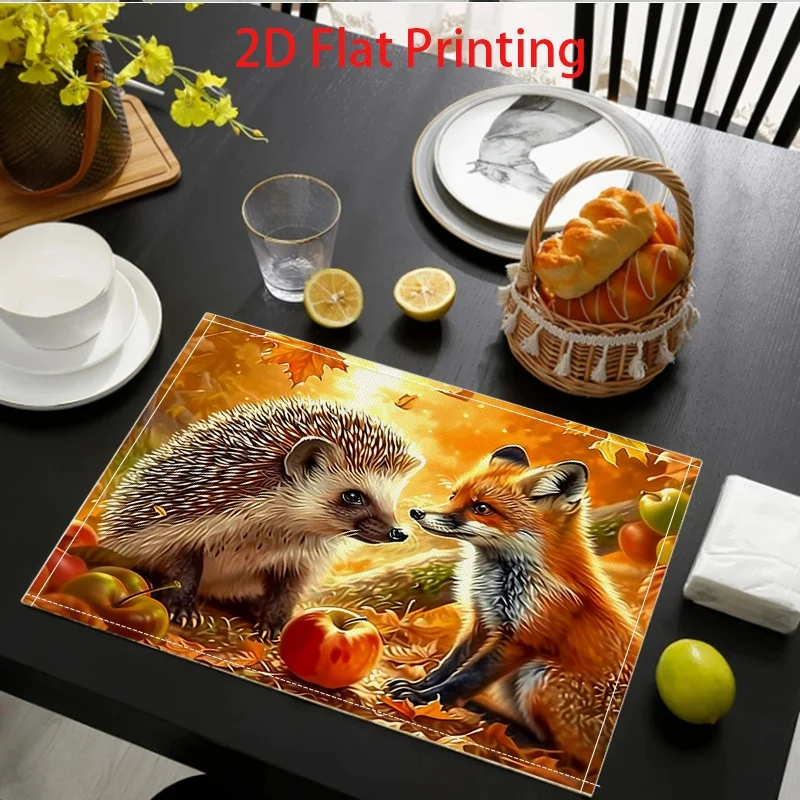 Funny Scratching Cats Linen Placemat Cartoon Kitten Claw Paw Pattern Table Mat Non Slip Coaster Dining Bowl Pad Creative Gift