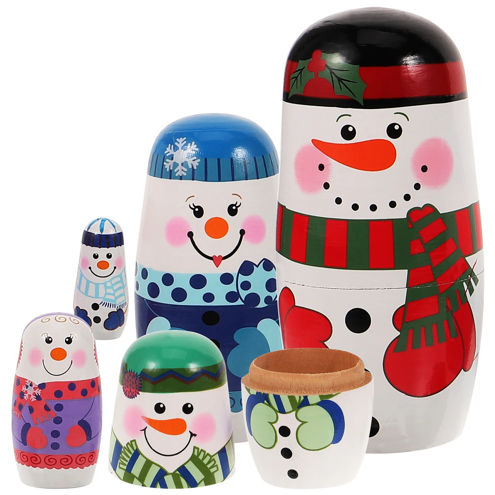 Santa Nesting Dolls Snowman Russian Nested Christmas Tree Toys dla niemowląt Drewniany prezent dla dzieci