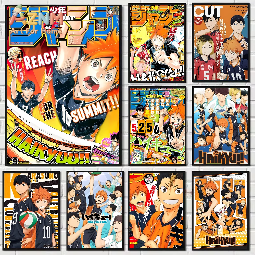 

Японский аниме-постер Haikyuu, HD-печать, наклейка на стену, водонепроницаемая, для дома, гостиной, спальни, бара, эстетическое украшение
