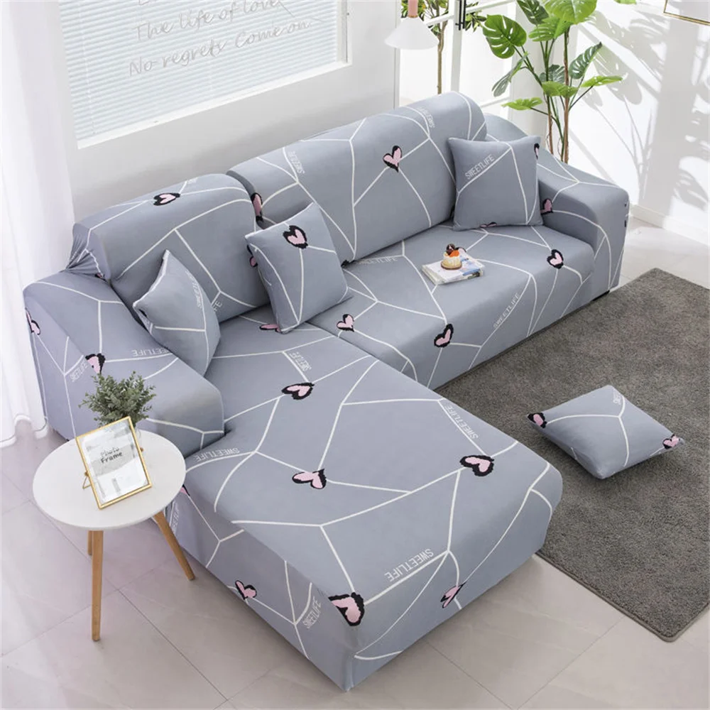 Cartoon Adjustable Elastic Sofa Cover Plant Elastic Adjustable Sofa Cover Corner Sofas Covers Home 4-Seater Sofas Covers Decor