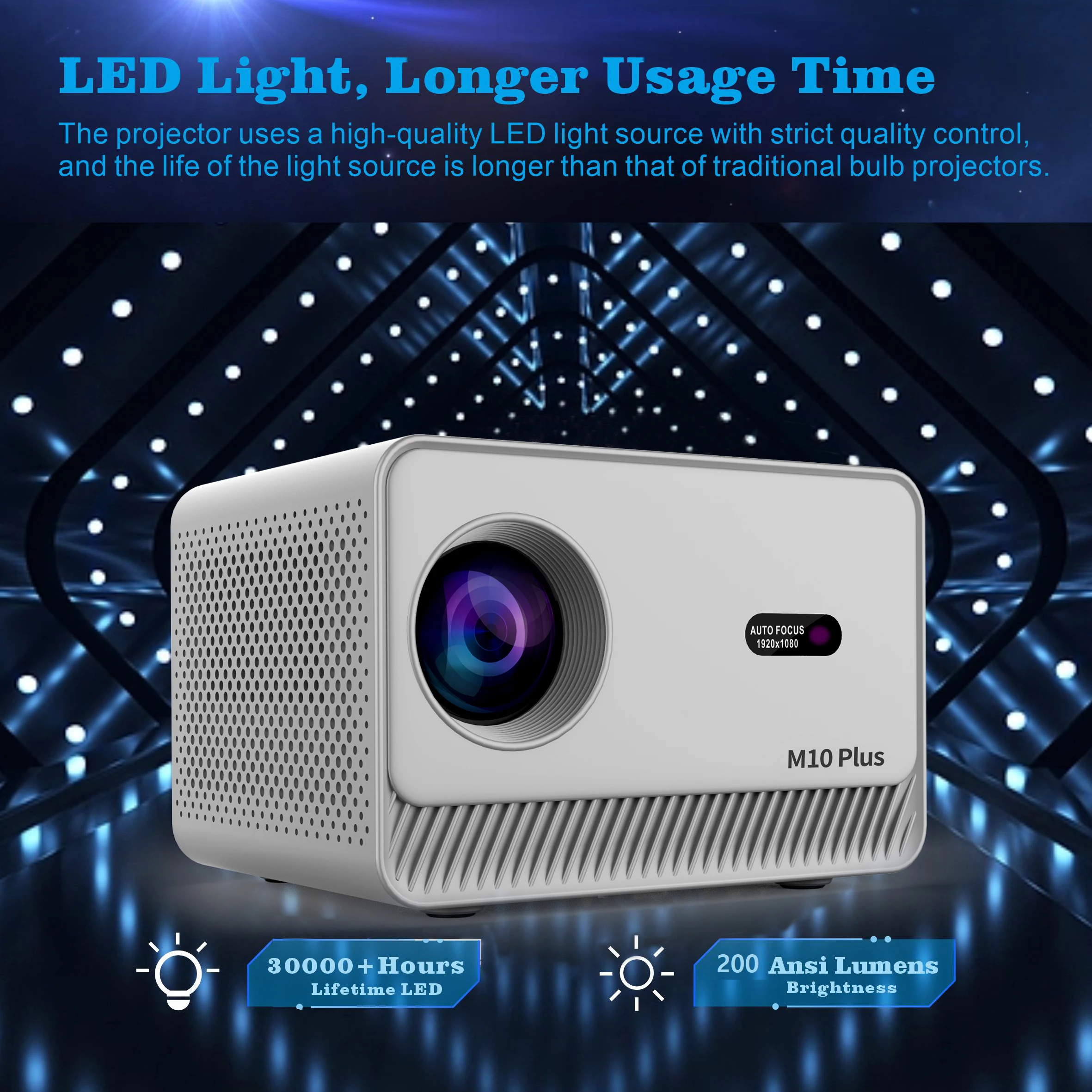 Projector M10 Plus BT5.2 Projector 4K 1280P Auto Levelling Android 11 200 ANSI Dual WIFI Allwinner H713 Home Cinema Projector