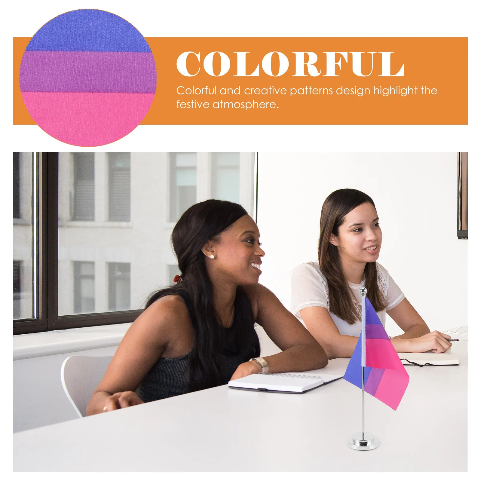 

Набор из 1 мини-флага Bisexual Rainbow для стола/стены, полиэстер, для вечеринок, с подставкой, для использования в помещении и на улице