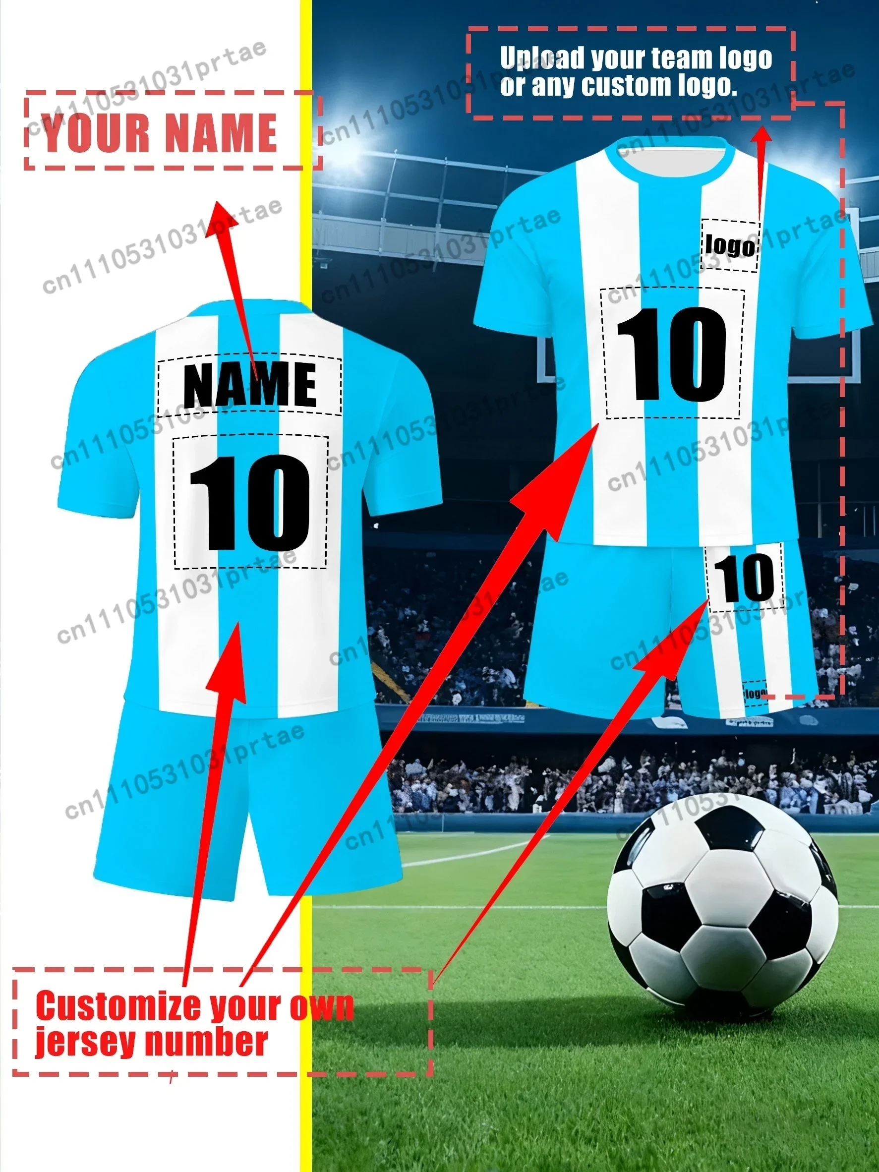 This Unisex Round-Neck Soccer Uniform Set Uses Digital Printing Technology And Can Be Customized with Team Or Individual Black