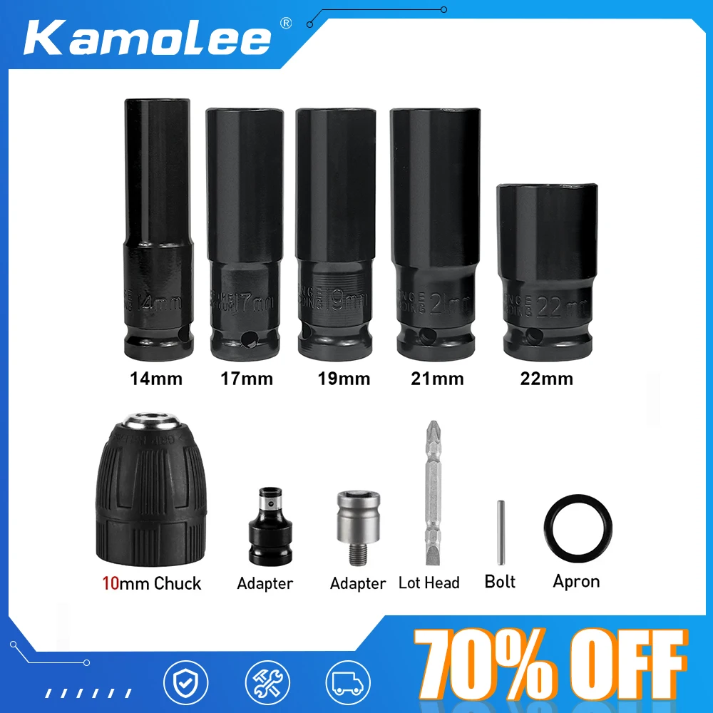 Kamolee 1/2 Inch Impact Wrench Socket Set Hexagonal Square Impact Of Sockets 14/17/19/21/22MM For Electric PAS/Handsteak Key