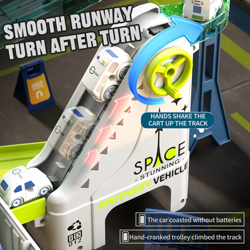 Ciężarówka kontenerowa ze stopu dla dzieci, kosmiczny pociąg kolejowy, odlewany ciężarówka ciężka, podnoszący się pojazd inżynieryjny orbitalny, odpowiedni jako prezent dla dzieci.