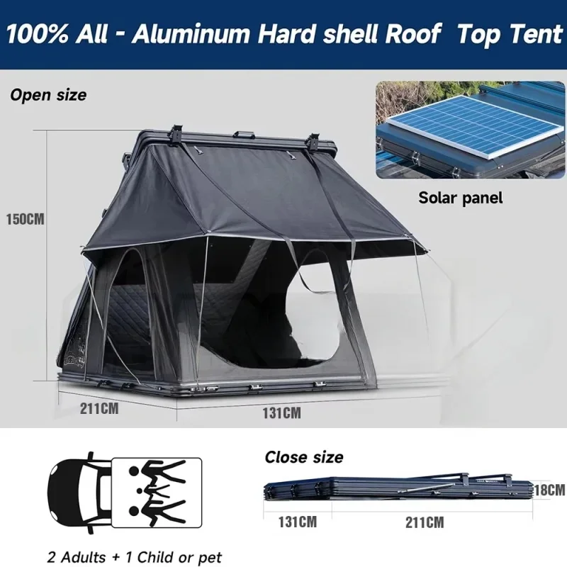 Ultra Thin Wedge Hard Shell Rooftop Tent