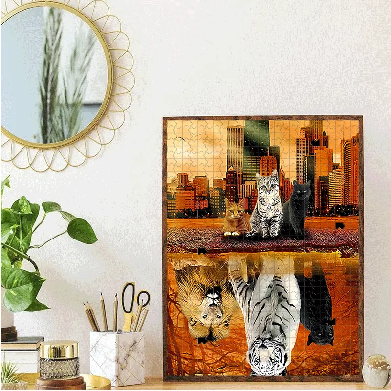 Puzzle tigre/lion/chat pour adultes, 500/1000 pièces, adapté aux jeux de casse-tête 500 et 1000 pièces, jeux familiaux, Birt