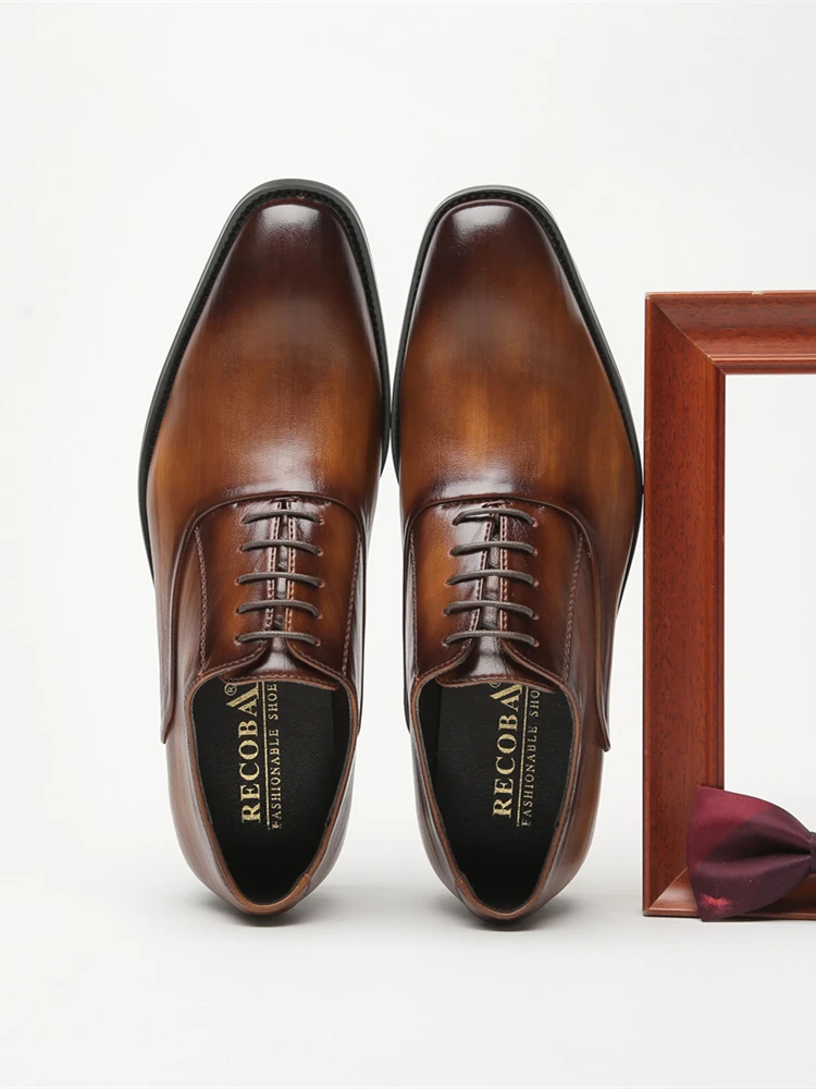New 2026 Pointed Toe British Style Business Formal Leather Shoes Men's Buckle Casual Gentleman Office Wedding Oxford Shoes