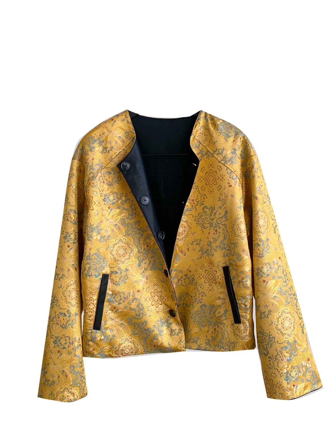 여성용 루즈핏 캐주얼 새틴 자켓 가을 겨울 빈티지 신상 중국풍 슬림 자수 아우터웨어 탑