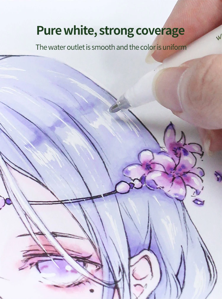 Croma 0,6 mm/1 mm Highlight White Gel Pen 1/3 Stück feine Spitze weiß Fluoreszierender Marker Animationskizze Zeichnung Kunst Schreibzubehör – Detail 7