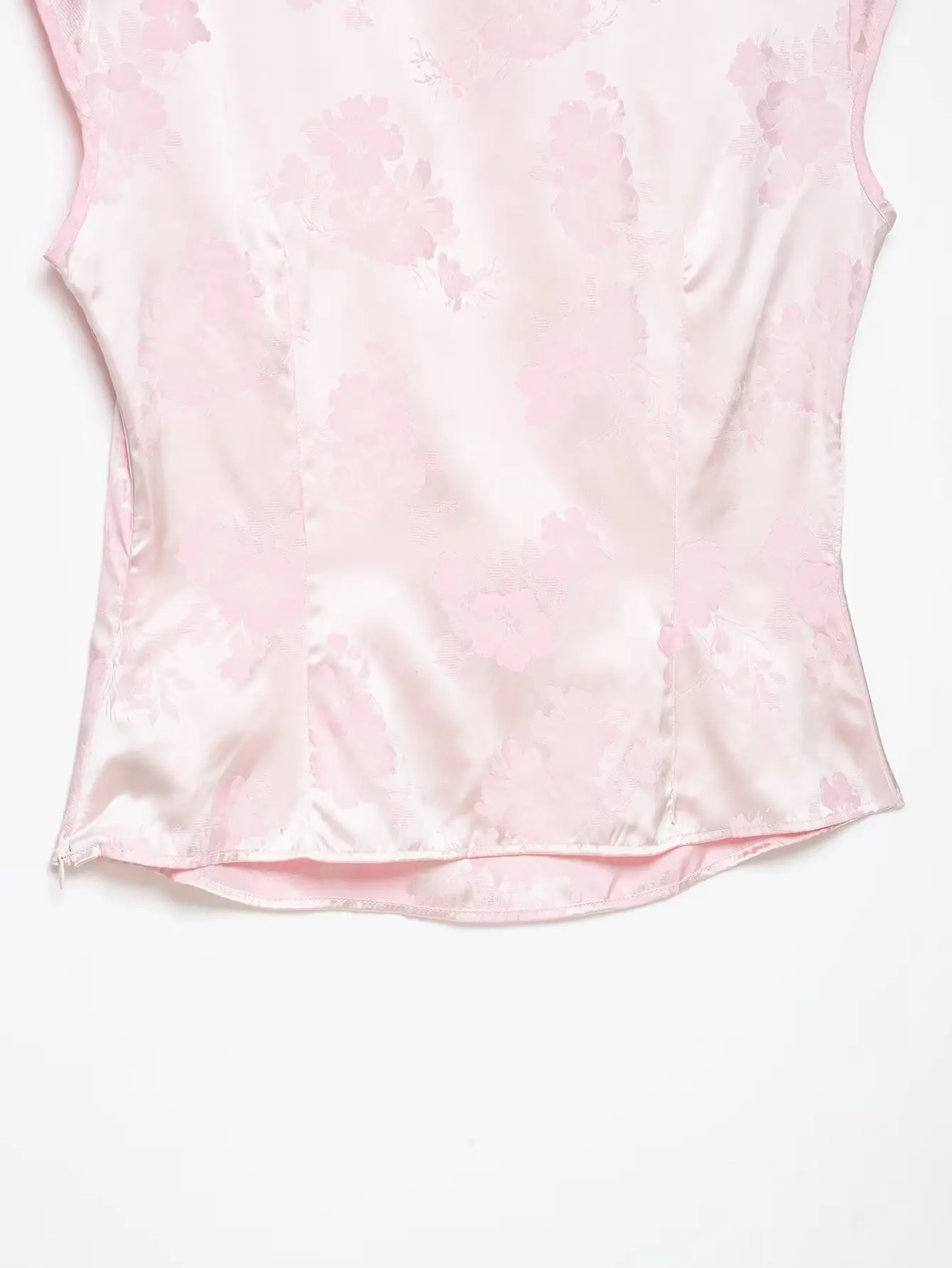 BSAY Bluse im chinesischen Stil mit Blumenmuster aus Jacquard-Satin für Damen, Sommer-Oberteil mit Stehkragen und Flügelärmeln, elegantes Hemd im Qipao-Stil mit Knopfleiste – Detail 11