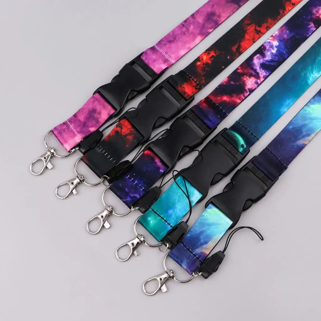 Romantic Starry Sky Lanyard For Key Chain ID Credit Card Cover Pass Mobile Phone Neck Straps Badge Holder Key Ring Accessories