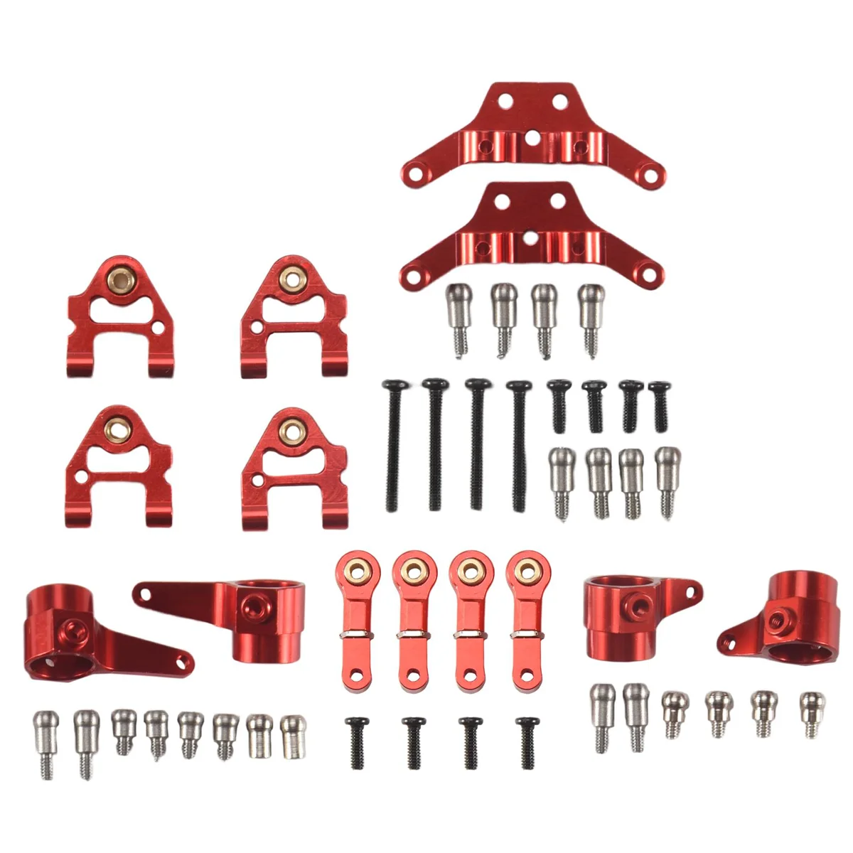 A17I Metal Upgraded Parts Steering Cup Swing Arm Plate Set for P929 P939 K969 K979 K989 K999 1/28 RC Car,Red
