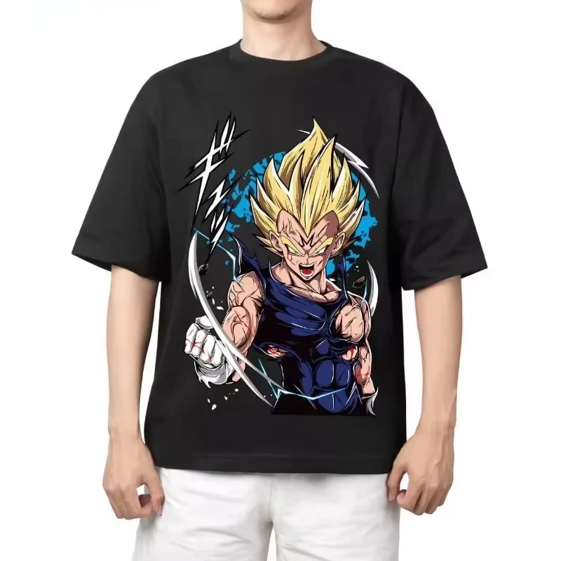 

2026 new Dragon Ball Vegeta Boys' and Girls' Cotton T-Shirt - New Summer Style Anime Print - Loose-Fitting Casual Shirt