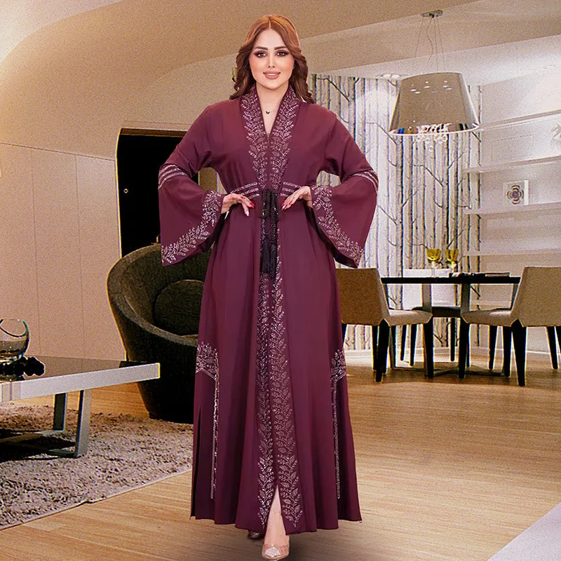 Open Abaya Dubai Kaftan Muslim Cardigan Abayas Dresses for Women 2024 Casual Kimono Robe Femme Caftan Turkish Islamic Clothes