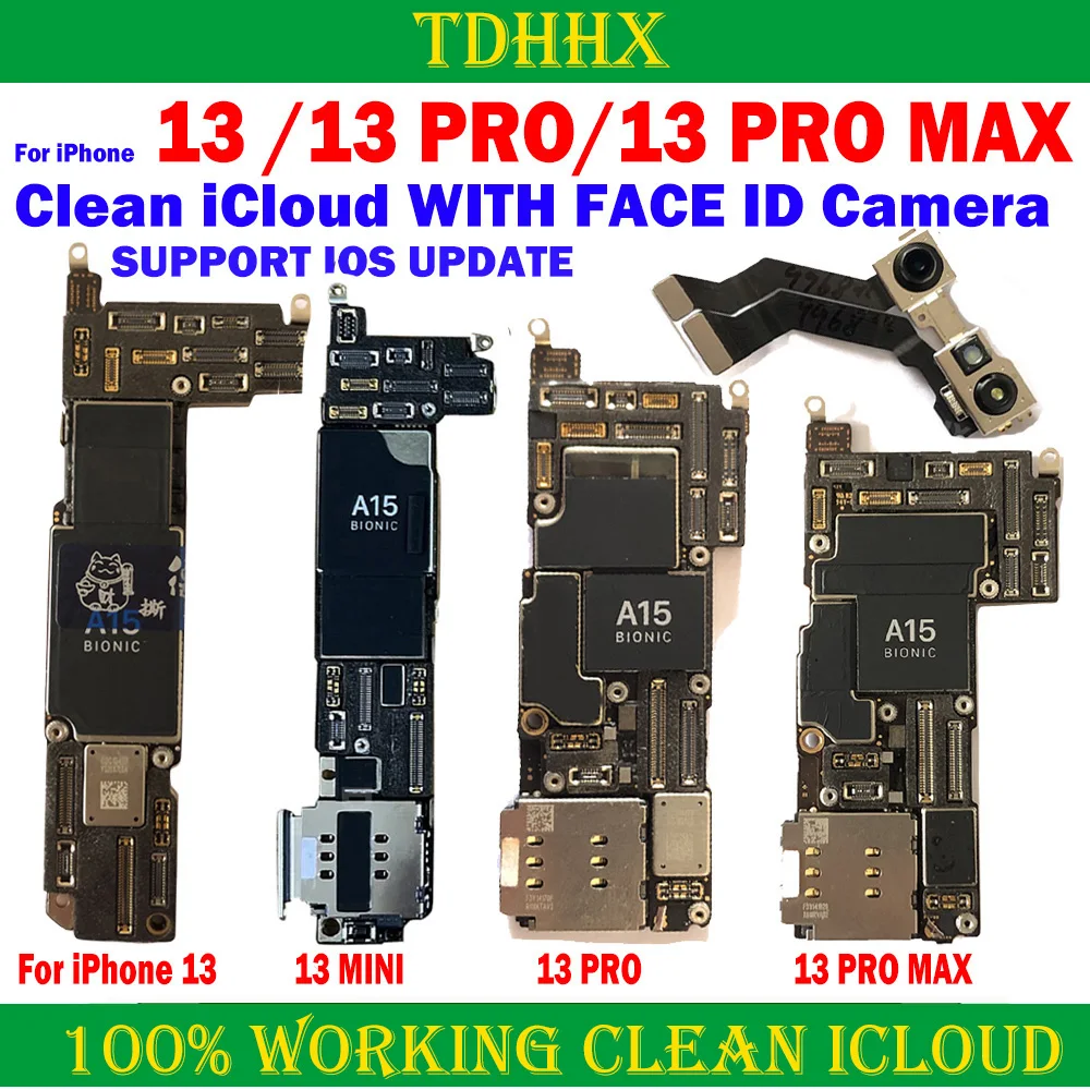 128g/256g 512GB Motherboard Free iCloud For iPhone 13 Pro Max Mainboard With Face ID CleanediCloud Main Logic Board Ok Plate