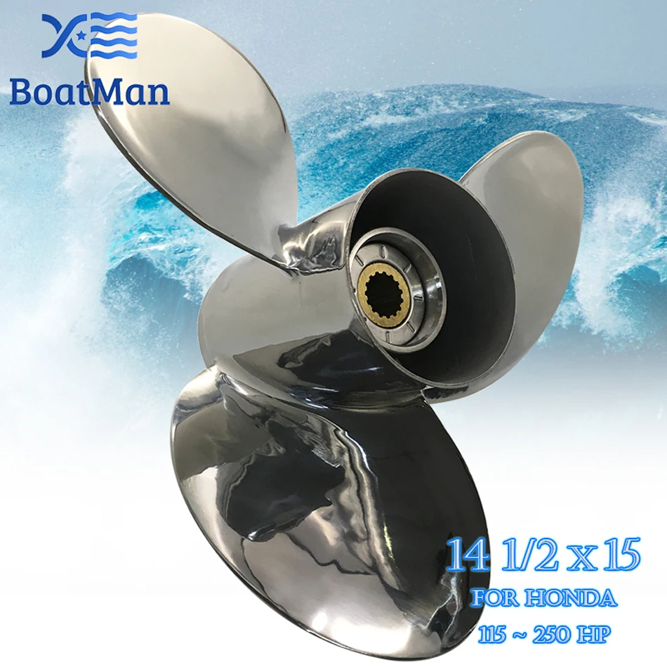 BoatMan 14 1/2x15 Outboard Propeller For Honda 115HP-250HP Boat Motor Stainless Steel 3 Blade 58130-ZY3-T00 Boat Parts