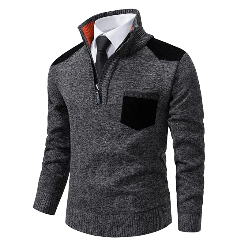 Sweater Men Korean Version of The Trend of Fall and Winter 2024 New Knitted Pullover Men's Casual Half-zipper Sweater