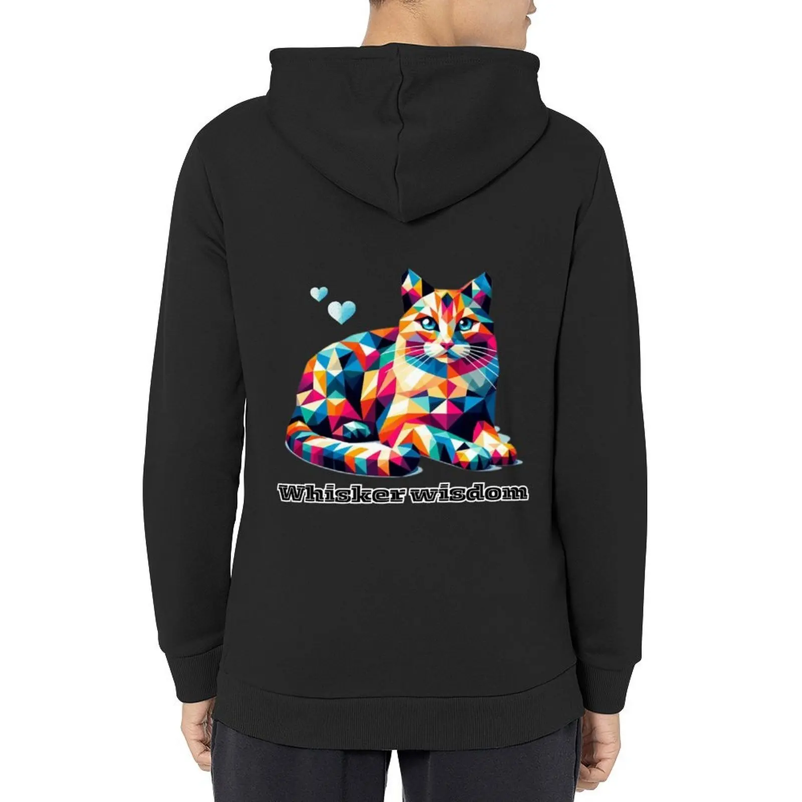 

Geometric Colourful Cat, Cat Geometric Shaped Artwork, whisker wisdom Hoodie men's clothing clothes for men oversized hoodie
