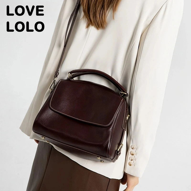 

2025 Genuine Cowhide Leather Tote Bag for Women Large Capacity Crossbody Purse High-Quality Shoulder Bag Commuter Bag Handbag