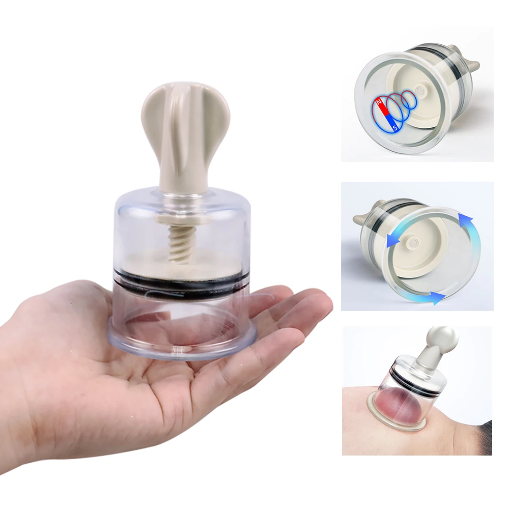 Professional Vacuum Cupping Cups with Rotating Handle 4 Sizes Chinese Medical Physiotherapy Stimulation Jars Body Massage Care