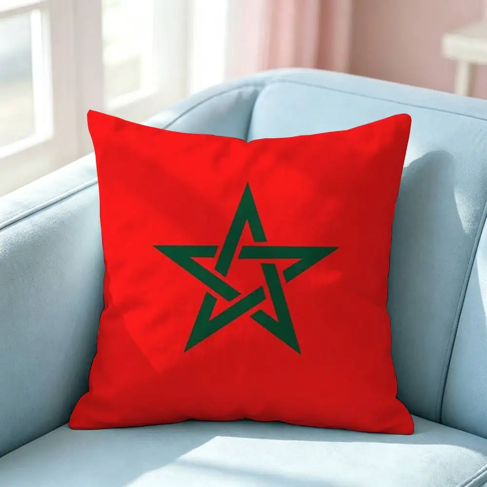 The Atlas Lions Morocco Flag Square Double-Sided printed Pillow Case Bedroom Bedside Pillow Sofa Cushion Cover