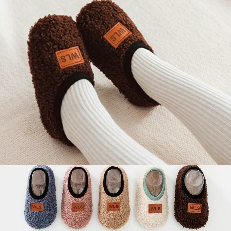 Winter Warm Baby Slippers, Toddler Plush Floor Sock Shoes, Soft Anti-slip Indoor Home Walking Shoes for Boys Girls